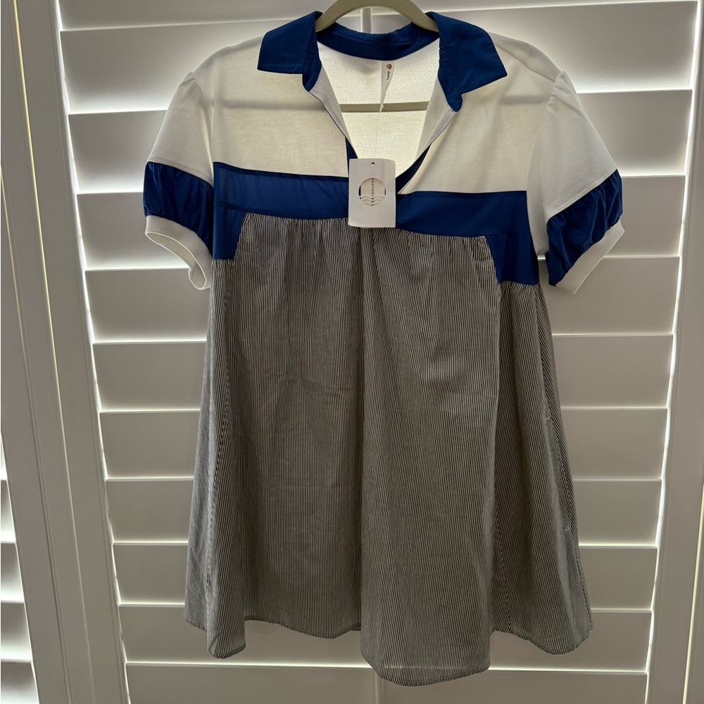 NWT Blue and White Collared Dress - Daily Practice from Anthropologie